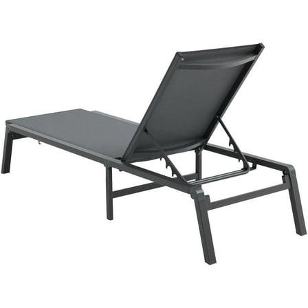 KFFKFF Outdoor Chaise Lounge Chair, Aluminum Recliner with 5 Adjustable Positions, Foldable Poolside Lounge Chair for Patio, Beach, and Pool, Dark Grey
