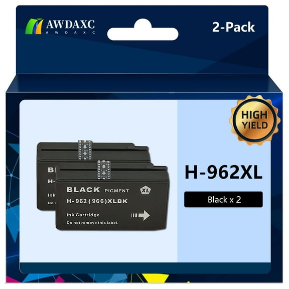 AWDAXC 2 Pack Black 962XL Ink Cartridges for HP 962 962XL Ink Cartridge, Compatible for OfficeJet Pro 9015 9012 9014 9016 9018 9019 9022 9025 9026 9027 9028 Printers