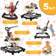 thumbnail image 4 of YYUAN 5-in-1 Baby Walker for Boys and Girls, Adjustable Infant Walkers with Wheels, Black, 4 of 9