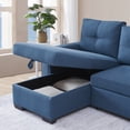 thumbnail image 5 of 91.7" Pull-Out Sleeper Bed, L-Shape 3-Seater Modular Fabric Convertible Reversible Sleeper Sectional Sofa Couch with Storage Chaise - Blue 00002, 5 of 9
