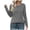 Gray, variant on Tops for Women Trendy Spring Casual Cap Long Sleeve Basic Solid Color Round Neck T Shirts Blouse Black M