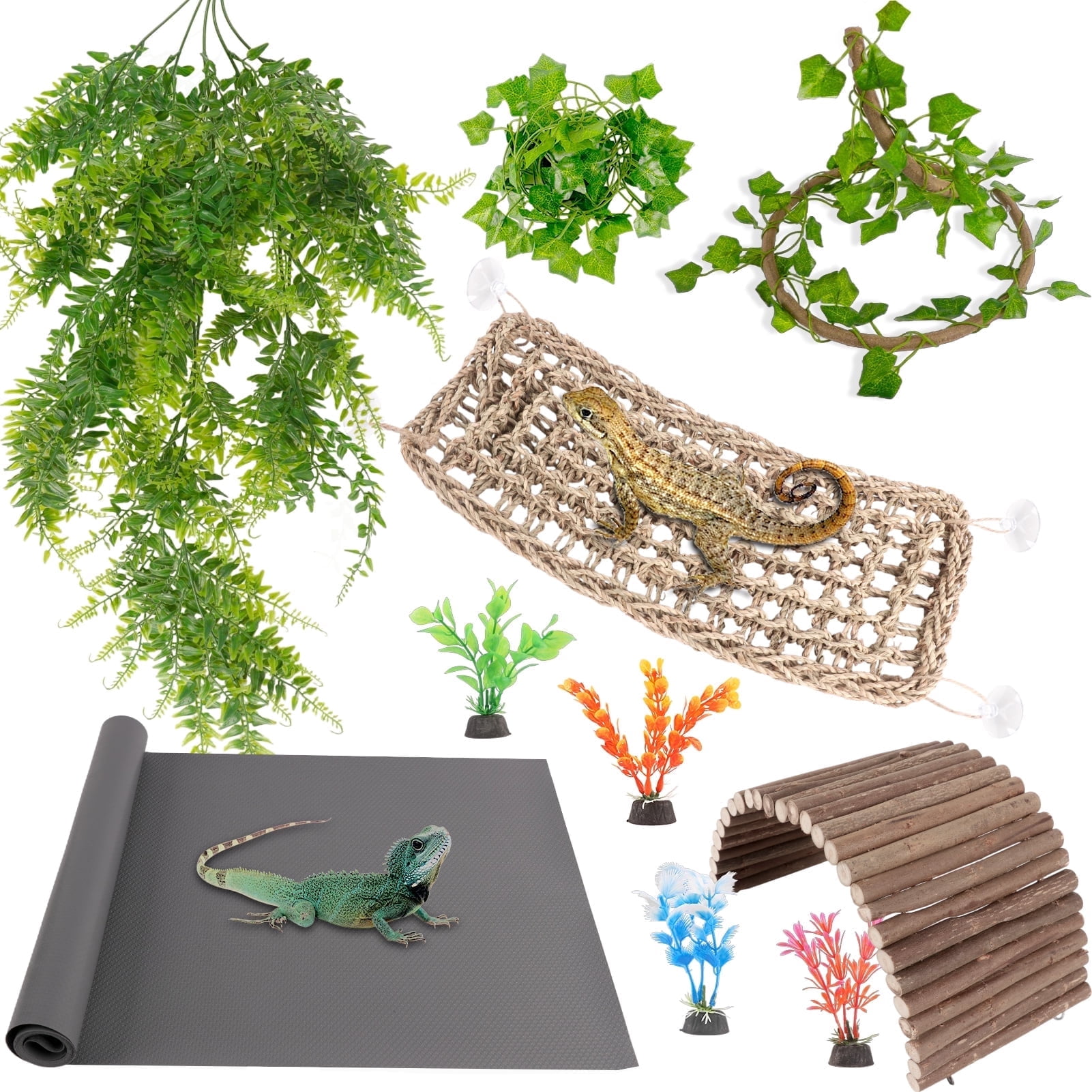 ZALALOVA Bearded Dragon Tank Accessories, Include Reptile Mat