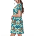 thumbnail image 2 of Rateoe Turtles And Seahorses Pattern Women’s Short Sleeve Dress – Casual Elegant Summer A-Line Dress for Everyday Wear, 2 of 6