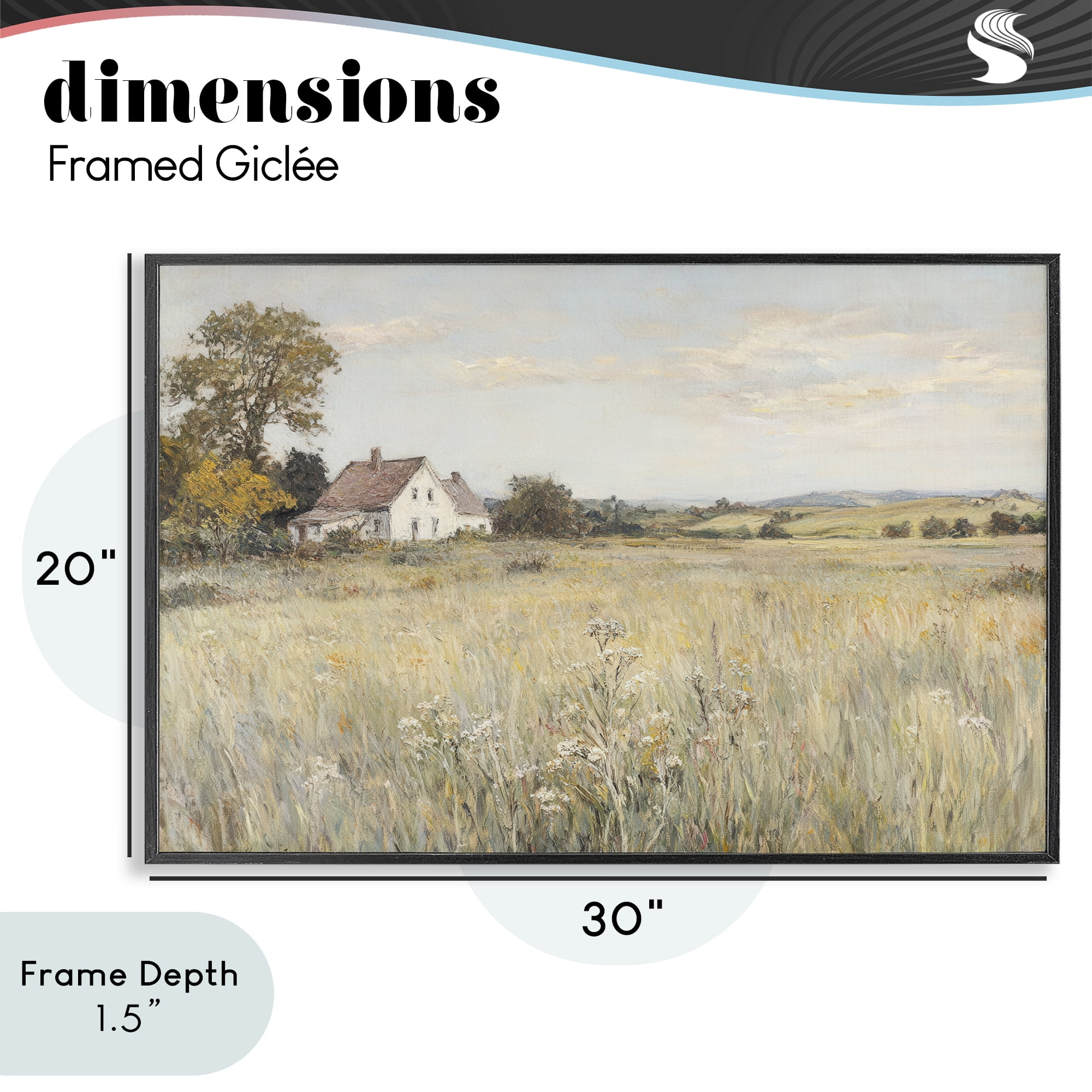 Stupell Industries Country Living in Golden Meadow Black Framed Giclee Art, design by Petal Prints Design