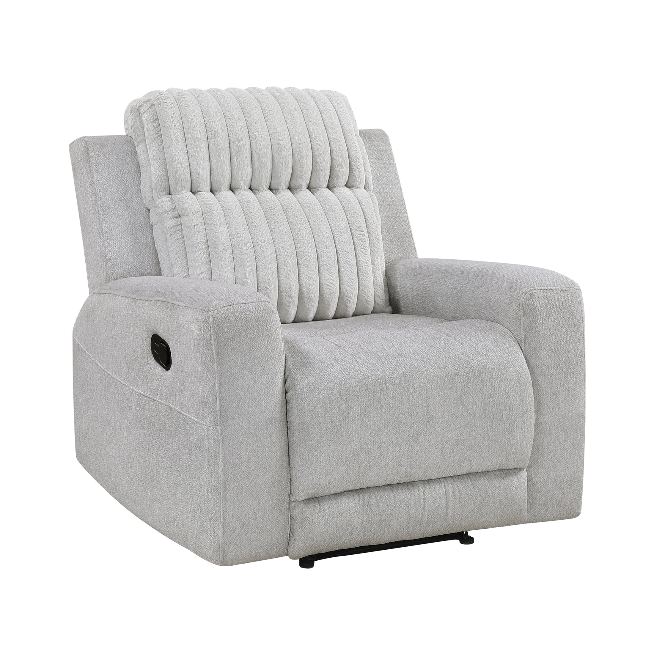 OakvillePark Emberlake Textured Microfiber and Corduroy Manual Reclining Chair, Light Gray