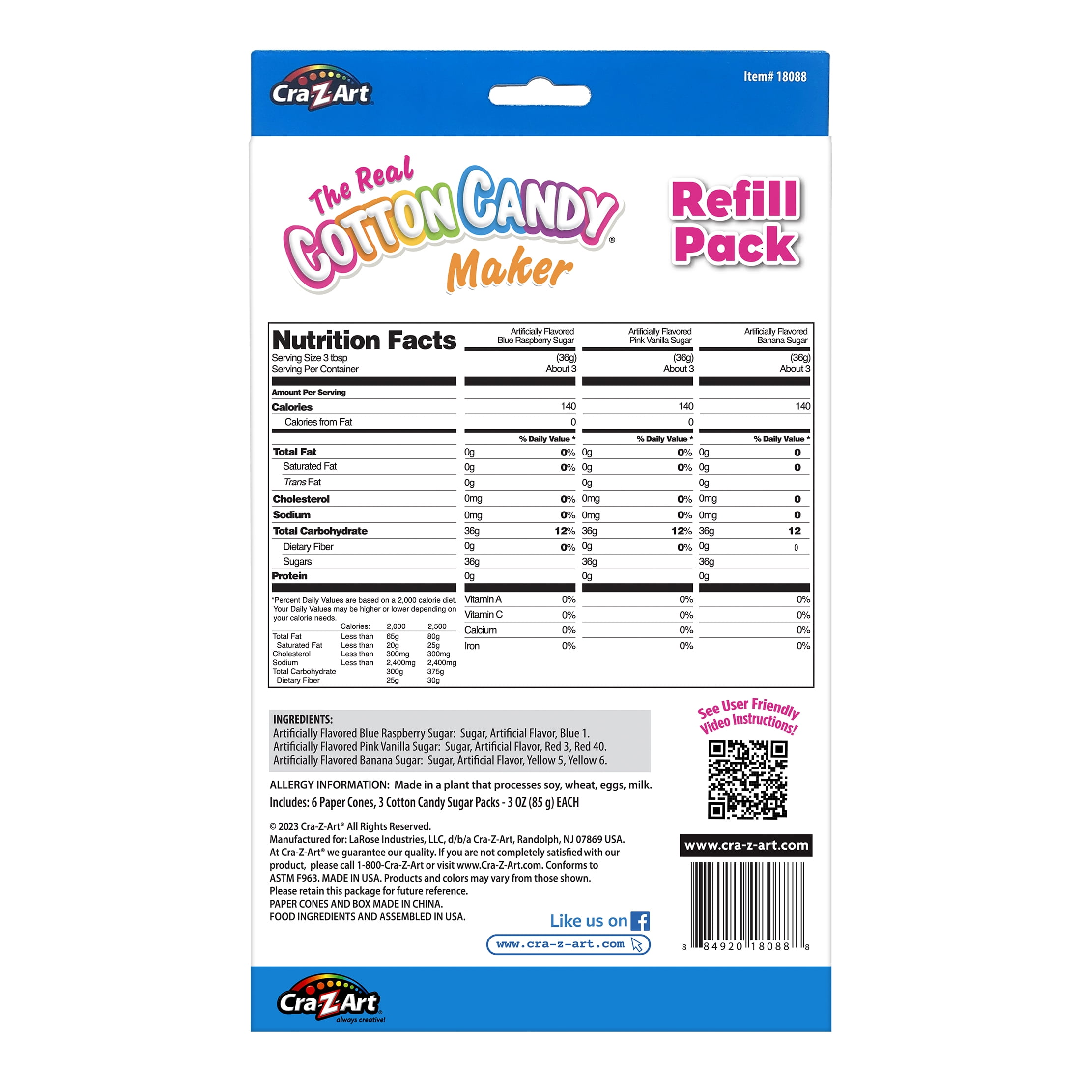 Cra-Z-Art New Real Cotton Candy Refill Variety Pack, Play Food, Multicolor