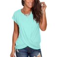 thumbnail image 3 of Women's Short Sleeve Round Neck T Shirt Front Twist Tunic Tops Casual Loose Fitted, 3 of 10