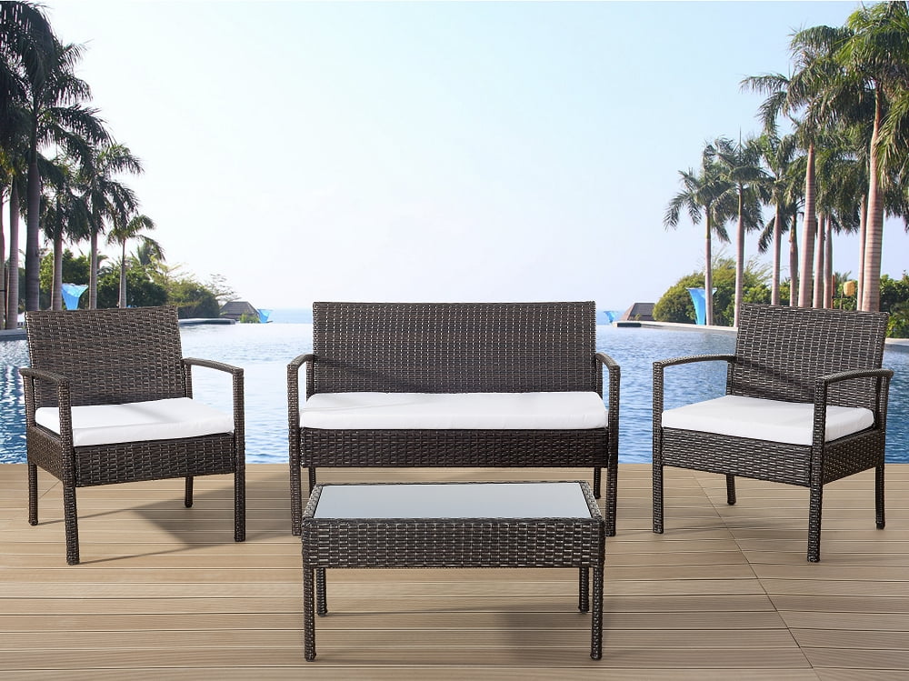 Beliani Wicker Garden Furniture Outdoor Conversation Set Tivoli