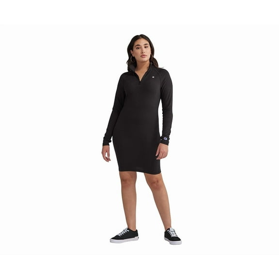 Champion Mock Zip Dress Womens Active Dresses Size S, Color: Black