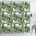 thumbnail image 1 of Ambesonne Cactus Shower Curtain, Opuntia Plant Watercolor, 69"Wx84"L, Green White, 1 of 3