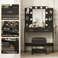 thumbnail image 5 of Vabches Vanity Desk Set with Mirror and Lights, Large Makeup Table with Charging Station, Comfortable Stool, 2 Drawers, Lots of Storage Shelves, 5 of 10
