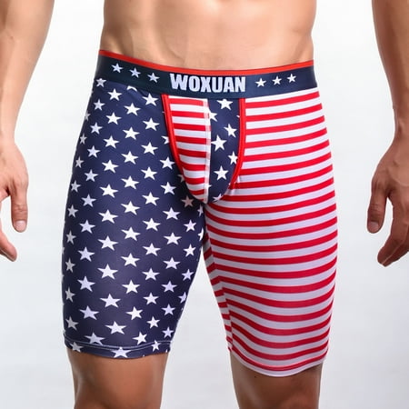 

Panties Clearance Men Casual Independence Day Flag Print Trendy Low Waist Breathable Panties Fitness Pants Pajama Leggings Red L