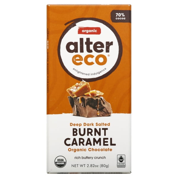 Alter Eco Organic Chocolate 70% Dark Salted Burnt Caramel, 2.82 oz