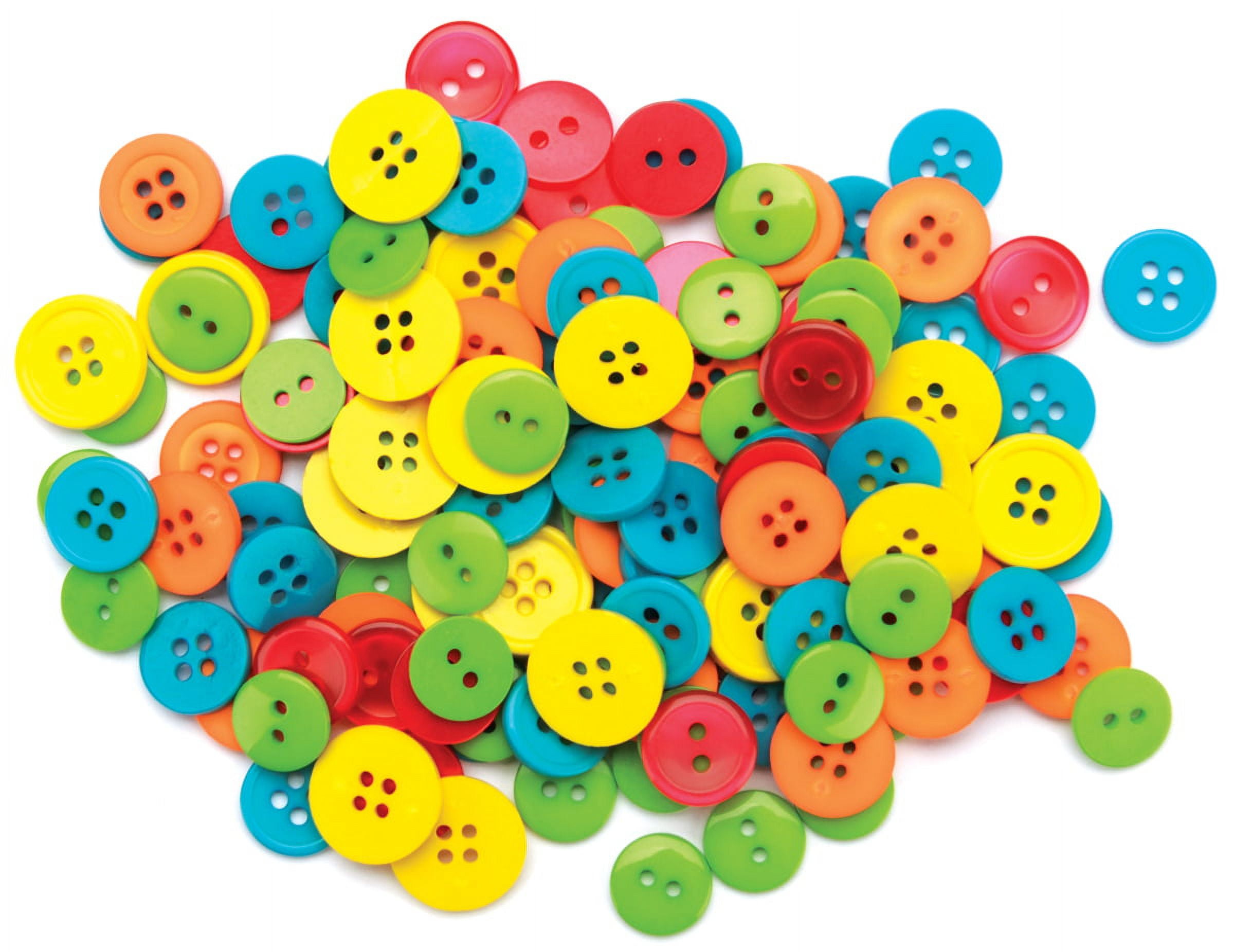 (4 pack) Favorite Findings Citrus Multi Color Basic Round Sew Thru Buttons, 130 Count