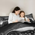 thumbnail image 5 of Manfei Gaming Bedding King Comforter Set,Geometry Hexagon Down Comforter,Gradent Black Silver Bedding Sets King with Comforter For Boy,Microfiber Room Decor Reversible,3 Pieces, 5 of 8