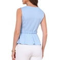thumbnail image 3 of INSPIRE CHIC Peplum Tops for Women's Sleeveless Boat Neck Belt Houndstooth Plaid Work Tank Top XS Light Blue, 3 of 6