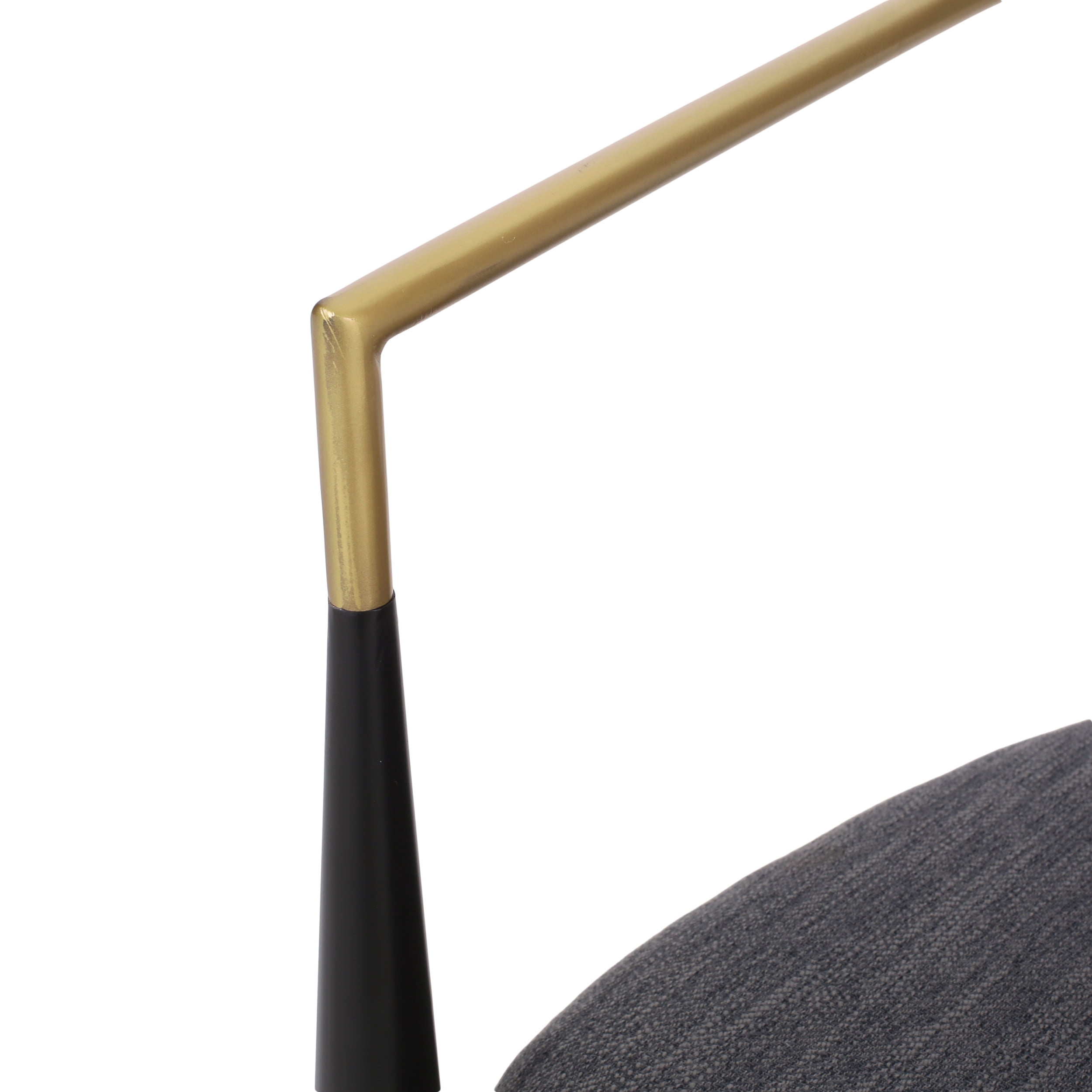 Noble House Boise Fabric Upholstered Metal Dining Chairs, Set of 2, Charcoal, Black, and Gold