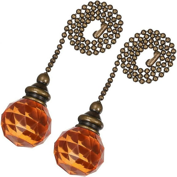 Orange Acrylic Sphere Pendant 12 inch Antique Brass Pull Chain for Lighting Fans Pack of 2