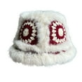 thumbnail image 2 of dianhelloya Warm hat LadyAutumn Winter Cute Handmade Knitting Plush Hat Tiger Head Shape Imitation Rabbit Fur Trim Cute Woolen Hat Wine Red, 2 of 8