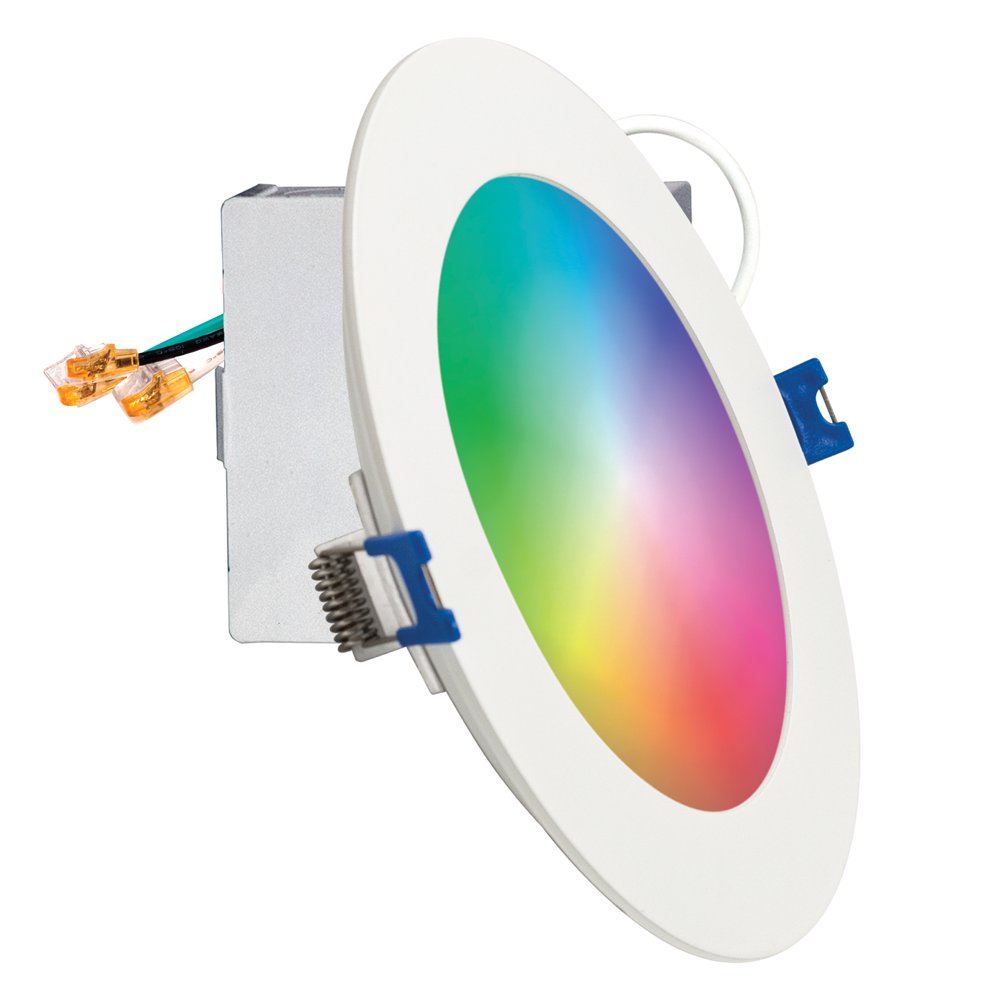 MW Lighting 6 inch Canless UltraSlim RGB LED Smart Downlight, Flat
