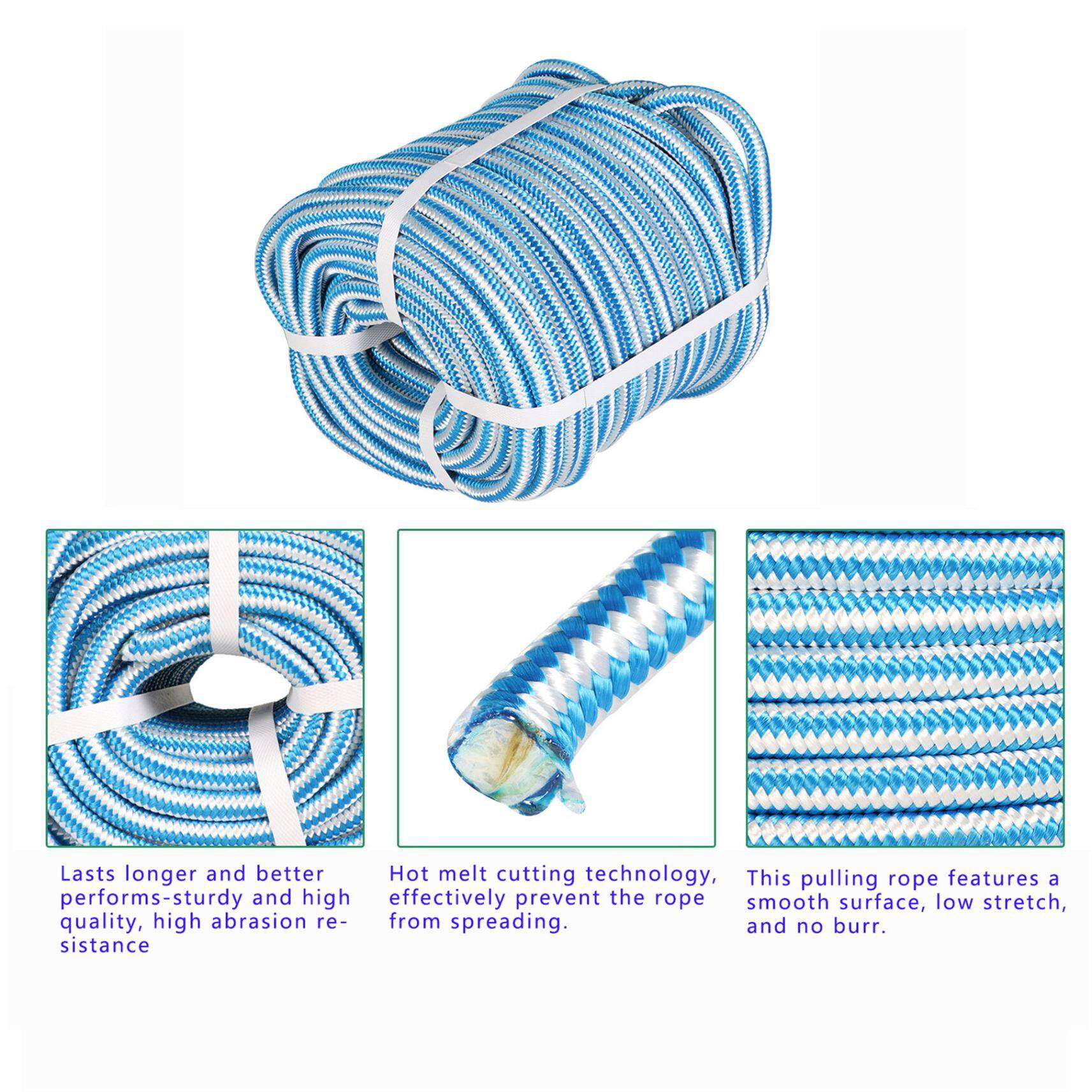 Double Braid Polyester Nylon Pulling Rope, 1/2 x 150 FT High