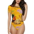 thumbnail image 2 of Goofa The Chicken Family Printed Women Rash Guard Short Sleeve,Tummy control Swimsuit Surfing Swimsuit Bathing Suit One Piece Swimsuit UPF 50-, 2 of 9