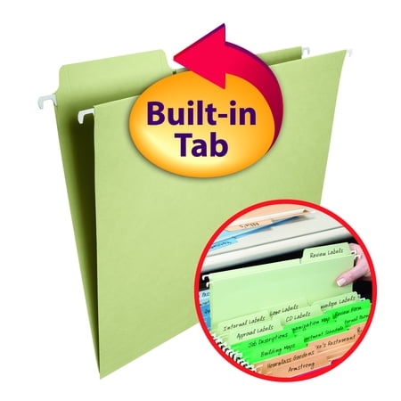 Smead FasTab® Hanging Folders 1/3 Cut Moss 20/BX Letter (64082)
