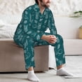 thumbnail image 7 of Salouo Tropical Pineapple Print Button-Front Long Sleeve Pajama Set for Men, Soft 2Pjs Men's Long Sleeve Sleepwear-Small, 7 of 7