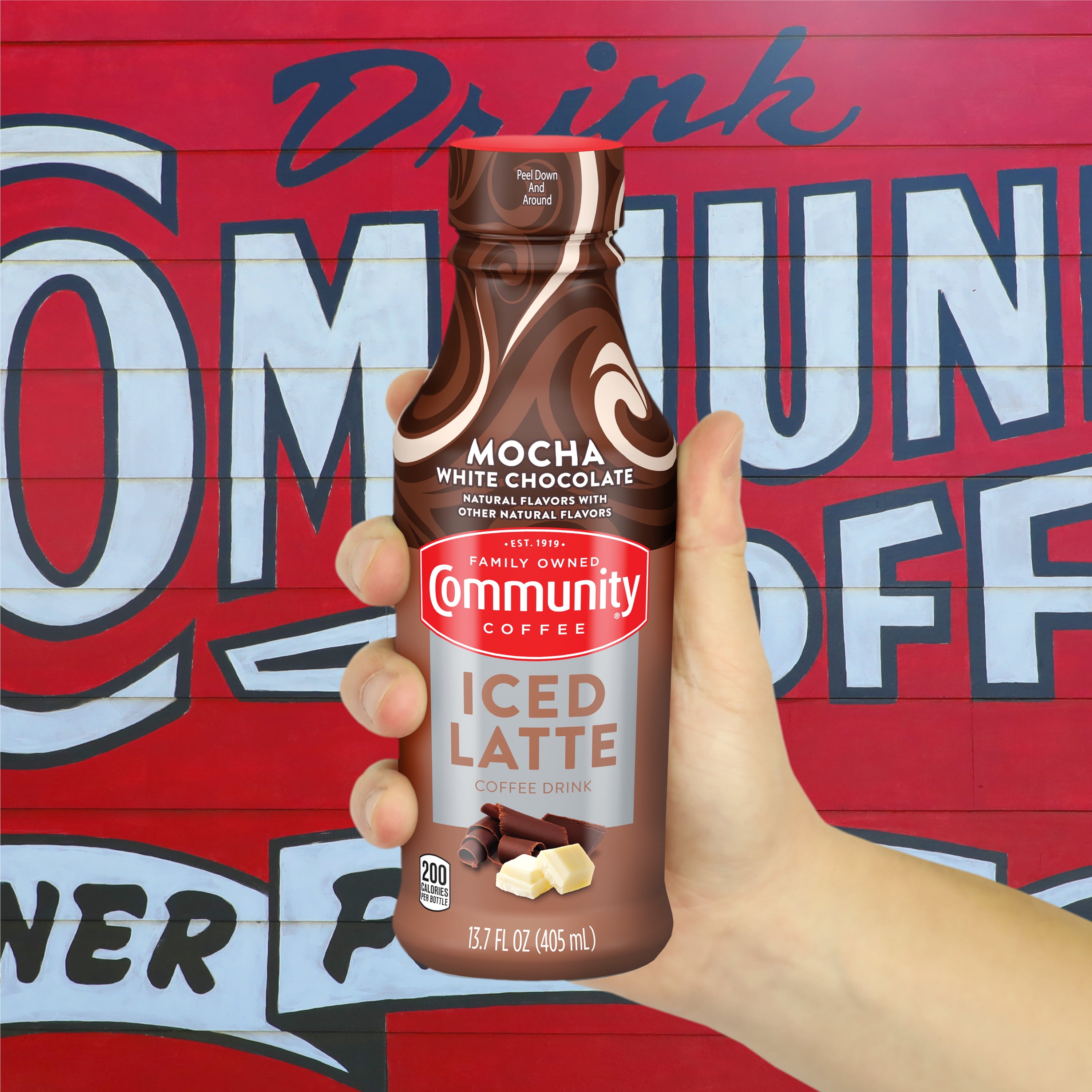 Community Coffee Cold Drink: Mocha White Chocolate Iced Latte