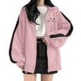 thumbnail image 1 of HNMKIU Sweat à Col Rond pour Femmes, Chandail à Capuchon à Fermeture à Glissière Mode Surdimensionné, Chandails à Capuchon Simples Confortables, Chandails en Molleton Grande Taille, Vestes Mignonnes pour Adolescentes, 1 of 4