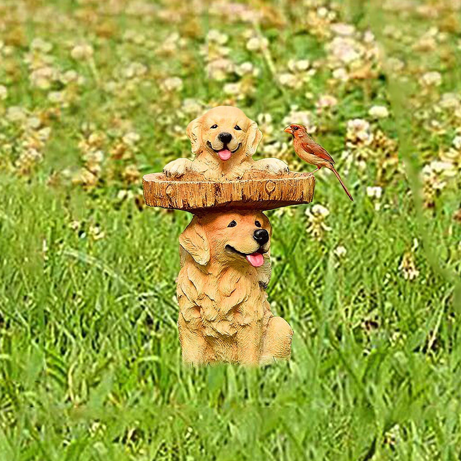 Clearance！Resin Dog Bird Bath for Outdoors,Resin Bird Bath Bowl for