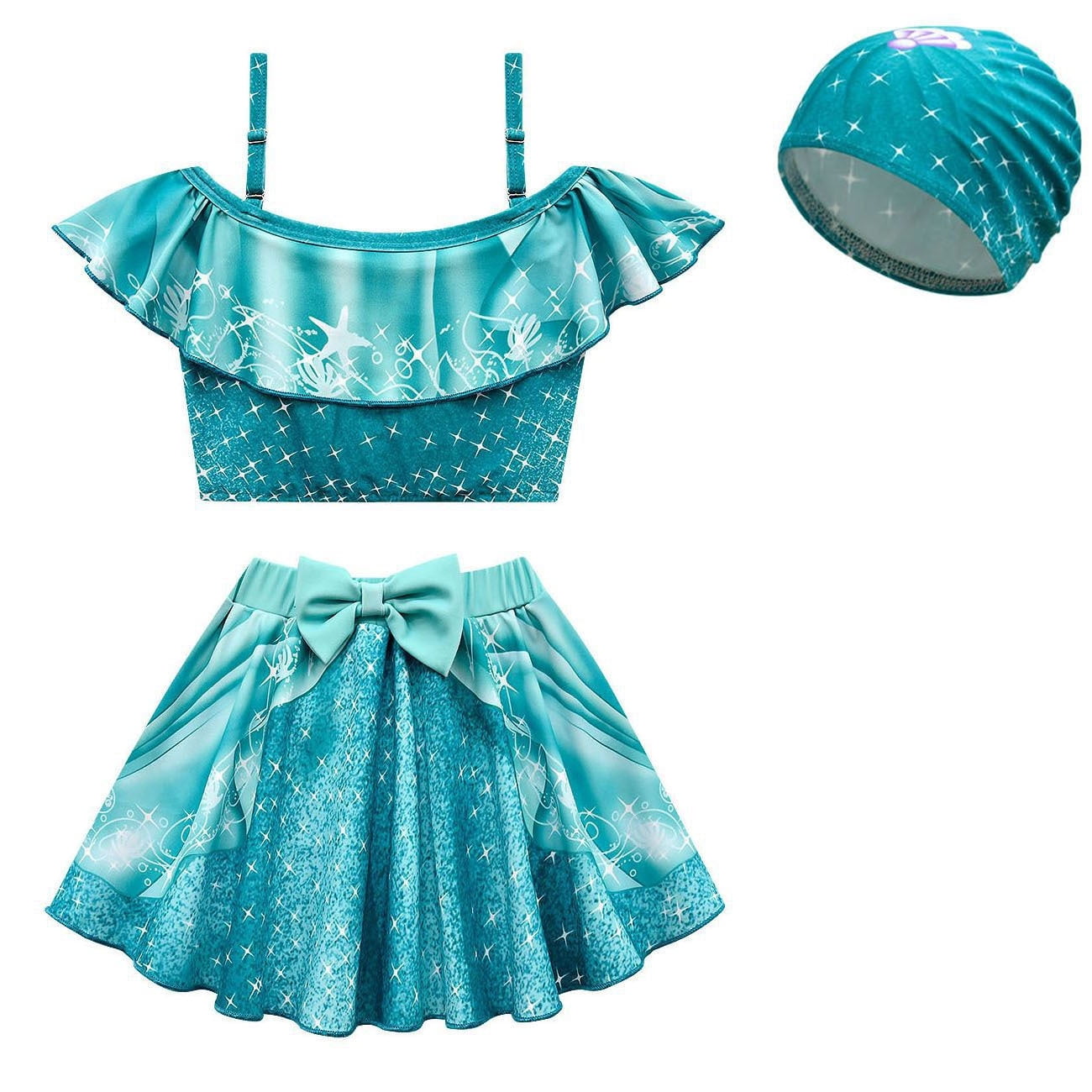 Toddler Girls Princess Swimsuit Two Pieces Ruffle Bathing Suit Tankini ...