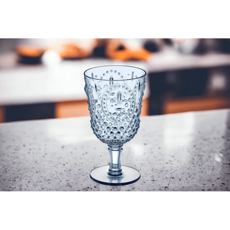 Elle Decor Acrylic Wine Goblets, Set of 4, 15-Ounce, Unbreakable Acrylic  Wine Glasses, Shatterproof Long Stemmed Glasses, Bar Drinking Cups, Blue