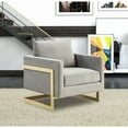 thumbnail image 2 of Lincoln Velvet Accent Armchair With Gold Frame - Light Grey, 2 of 7