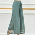 thumbnail image 5 of Jalioing Womens Chiffon Pant Flowy Wide Leg Drape Straight Leg Lightweight High Waist Boho Yoga Pants (Large, Green), 5 of 5