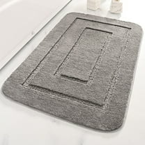 JeashCHAT Bathroom Rug Super Soft and Absorbent Non Slip Microfiber Bath Mat 16x24 inch Rectangular Carpet for Bathroom Shower Floor, Gray
