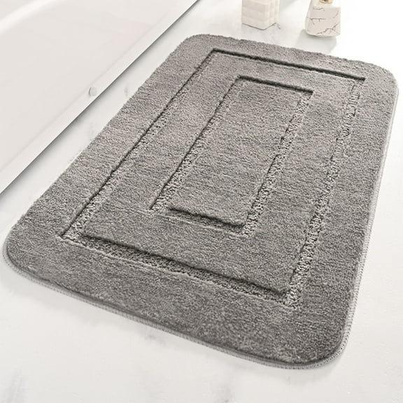 JeashCHAT Bathroom Rug Super Soft and Absorbent Non Slip Microfiber Bath Mat 16x24 inch Rectangular Carpet for Bathroom Shower Floor, Gray