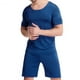 thumbnail image 3 of Conjunto de pijamas para hombre, ropa interior elástica de manga corta con cuello redondo, Color sólido, para dormir, 2 unidades, 3 of 4
