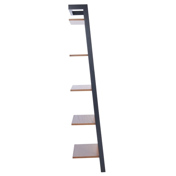 SAFAVIEH Yassi 5 Tier Leaning Etagere, Natural/Charcoal (18.1 in. W x 11 in. D x 72.4 in. H)