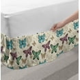 thumbnail image 2 of Blue and Pink Bed Skirt, Butterfly Pattern with Colorful and Silhouette Style Outline Designs, Elastic Bedskirt Dust Ruffle Wrap Around for Bedding Decor, 4 Sizes, Eggshell Multicolor, by Ambesonne, 2 of 2