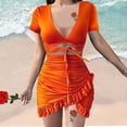 thumbnail image 2 of Vestido HUOGUO Fashion corto asimétrico sexy con cuello en V para mujer, 2 of 5