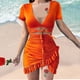 thumbnail image 2 of Vestido HUOGUO Fashion corto asimétrico sexy con cuello en V para mujer, 2 of 5