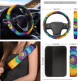thumbnail image 3 of HUIACONG Colorful Tie-Dye Car Interior Accessories Seat Covers for Car Car Wheel Protector Auto Seat Belt Cover Car Garbage Can Car Organizer Rearview Mirror Cover Car Cup Coasters Key Chains 12 Pcs, 3 of 6
