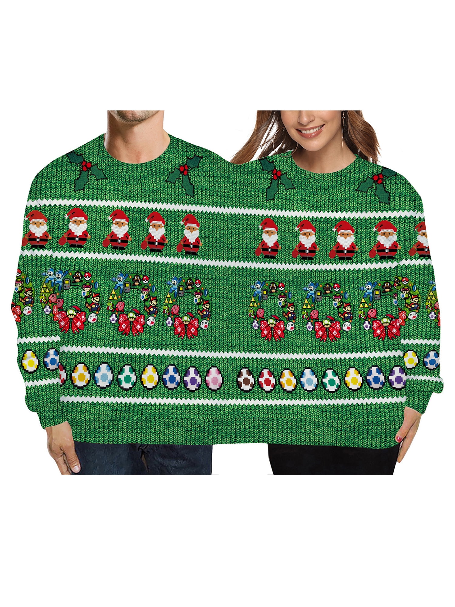 Liacowi Women and Men Two Person Ugly Christmas Sweatshirts Conjoined