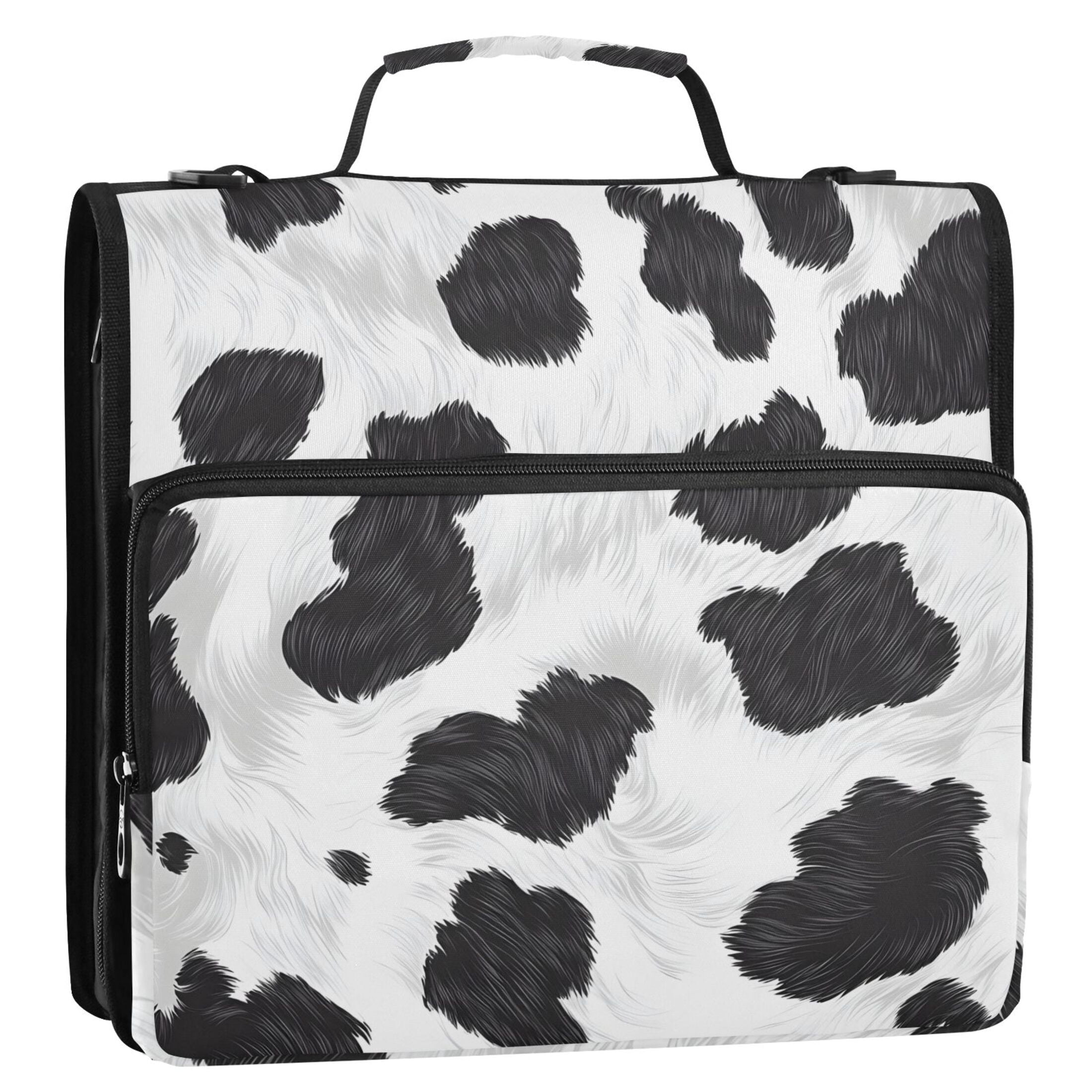 ALAZA Zipper Binder Cow Print 3 Ring Trapper Keeper File Folder Organizer Bag
