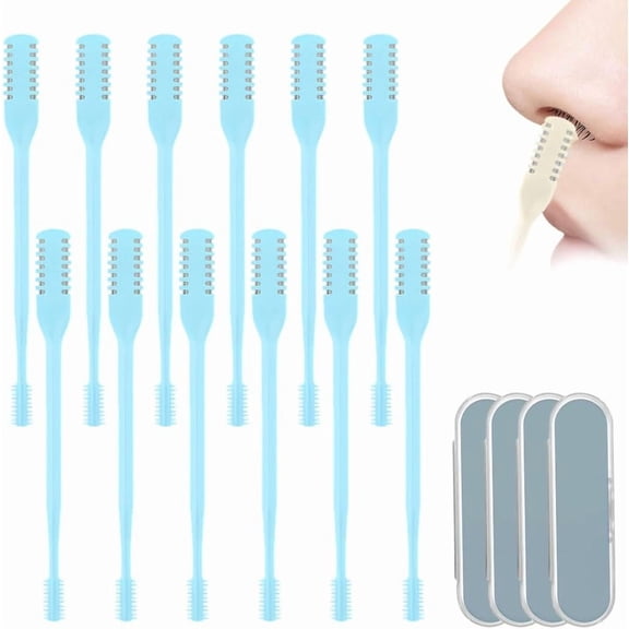Nasal Hair Cutter, 2026 New Portable Travel Essentials Nose Hair Trimmer for Men Women, Double Sided Manual Nose Hair Remover for Daily Grooming (Blue, 12 Pcs)