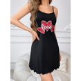 thumbnail image 4 of Plaid Heart & Letter Printed Spaghetti Strap Sleep Dress, 4 of 5