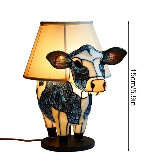 Momihoom Tiffany-style Resin Calf Table Lamp, Vintage Bedside Illuminated Home Decor Ornament