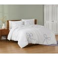 thumbnail image 3 of Truly Soft Textured Bow-Embroidered White and Lavender 3-Piece King Comforter Set, OEKO-TEX Certified, 3 of 8