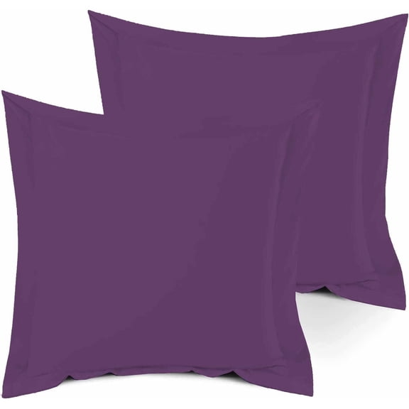 600 Thread Count 100% Egyptian Cotton Pack of 2 Euro 26 x 26 Inches, Plum Solid Pillow Shams Cushion Cover, Super Soft Decorative European Square Pillow Shams Envelope Closure